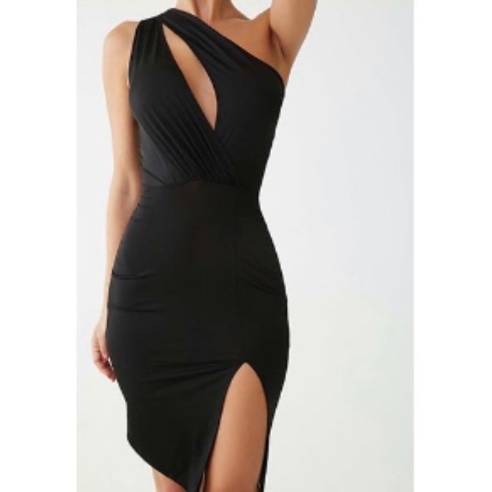 One shoulder little black dress